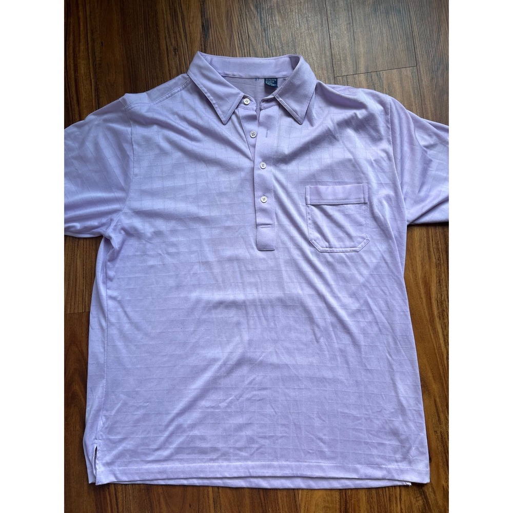 Sunrise Active Sportswear Polo Shirt Mens XXL Purple Excellent Vintage Grid Golf
